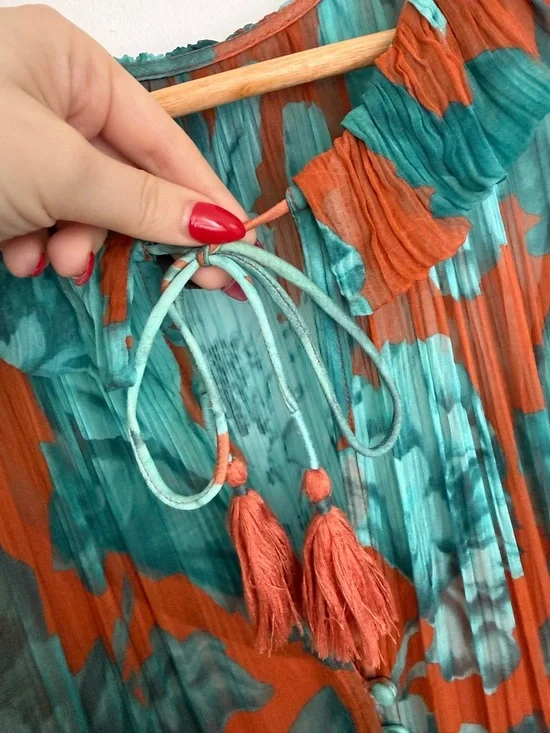 by Anthropology - The Marais Printed Tiered Maxi Dress - Brown Teal Floral - Picture 16 of 16